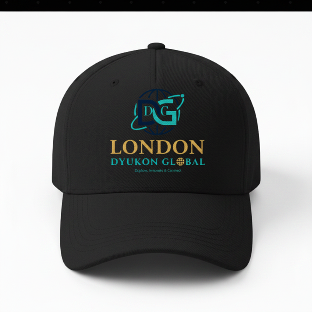 Dyukon Global London Cap black with DG logo and city branding