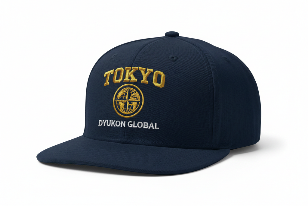 Tokyo Cap with Dyukon Global gold globe logo
