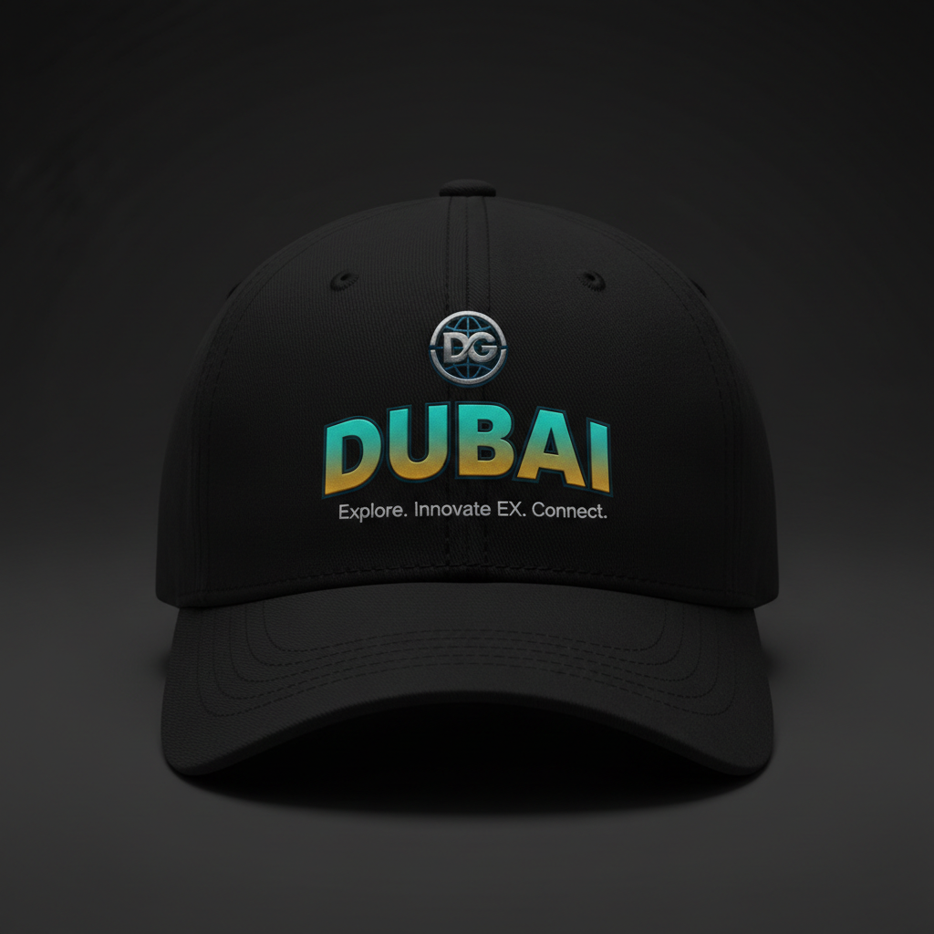 Dubai Cap — DG logo, DUBAI, and motto