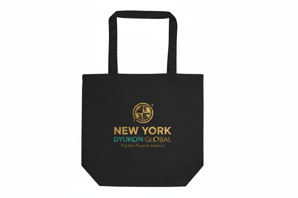 Eco Tote Bag with Dyukon Global gold globe logo