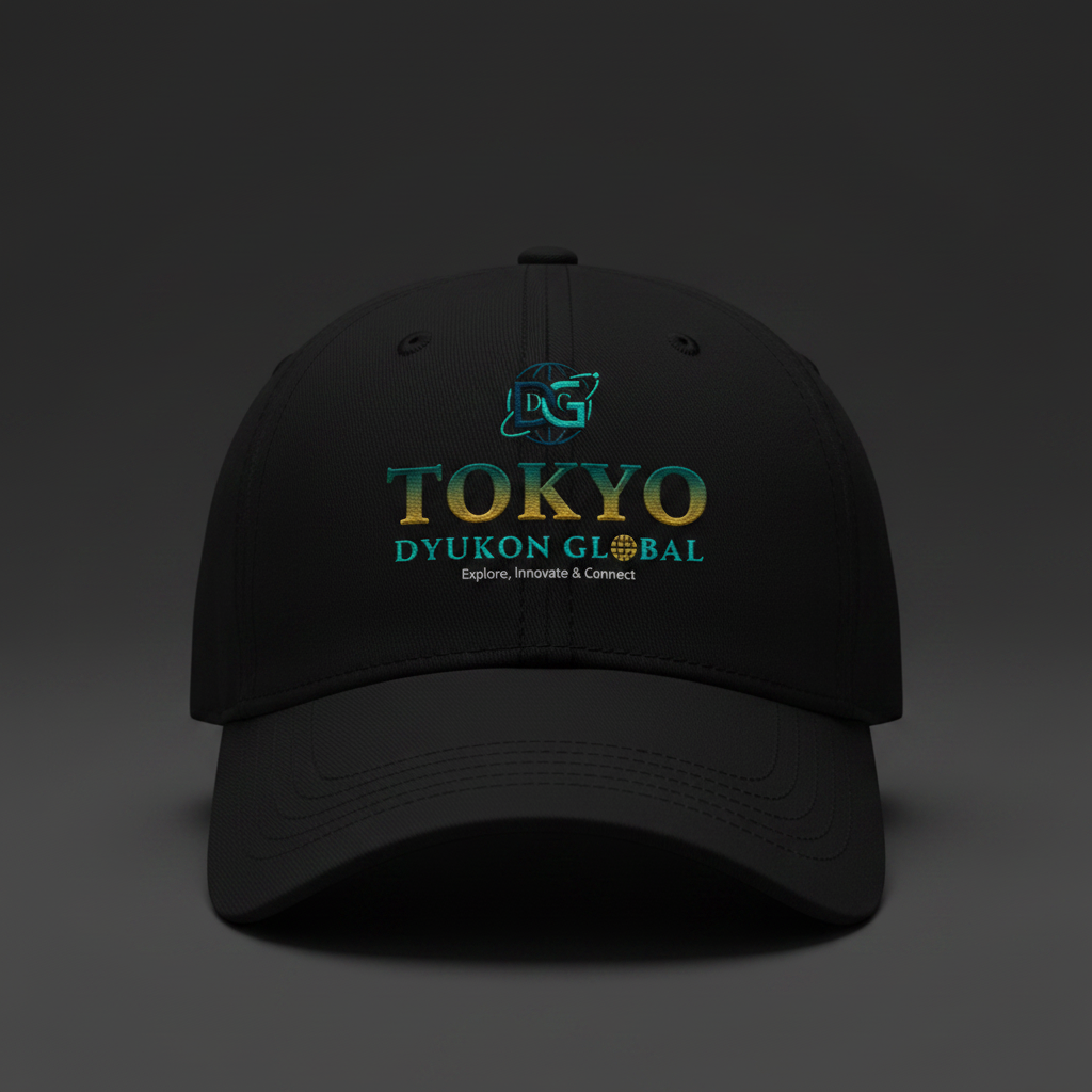Dyukon Global Tokyo Cap black with DG logo and city branding