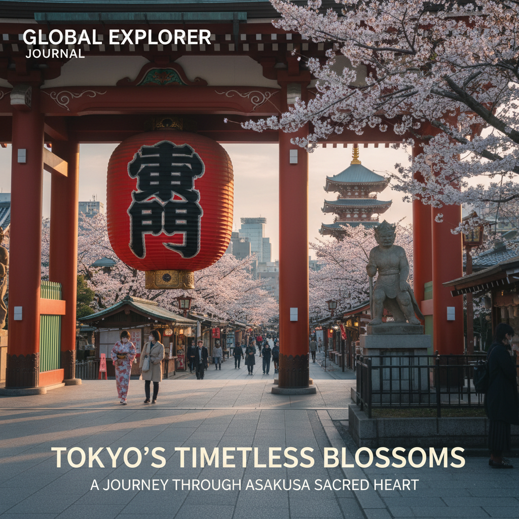 Asakusa temple Tokyo with cherry blossoms