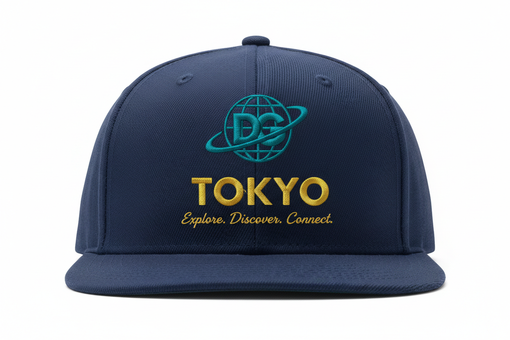 Tokyo Cap with DG logo, Tokyo, Explore. Discover. Connect.