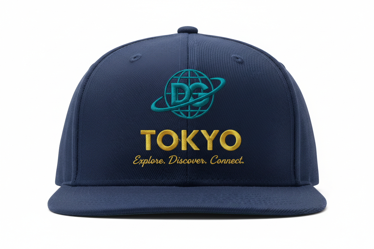 Tokyo Cap with DG logo, Tokyo, Explore. Discover. Connect.