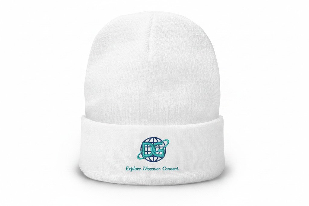 Beanie with DG logo and Explore. Discover. Connect.