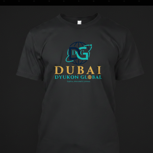 Dyukon Global Dubai Tee black with DG logo and city graphic