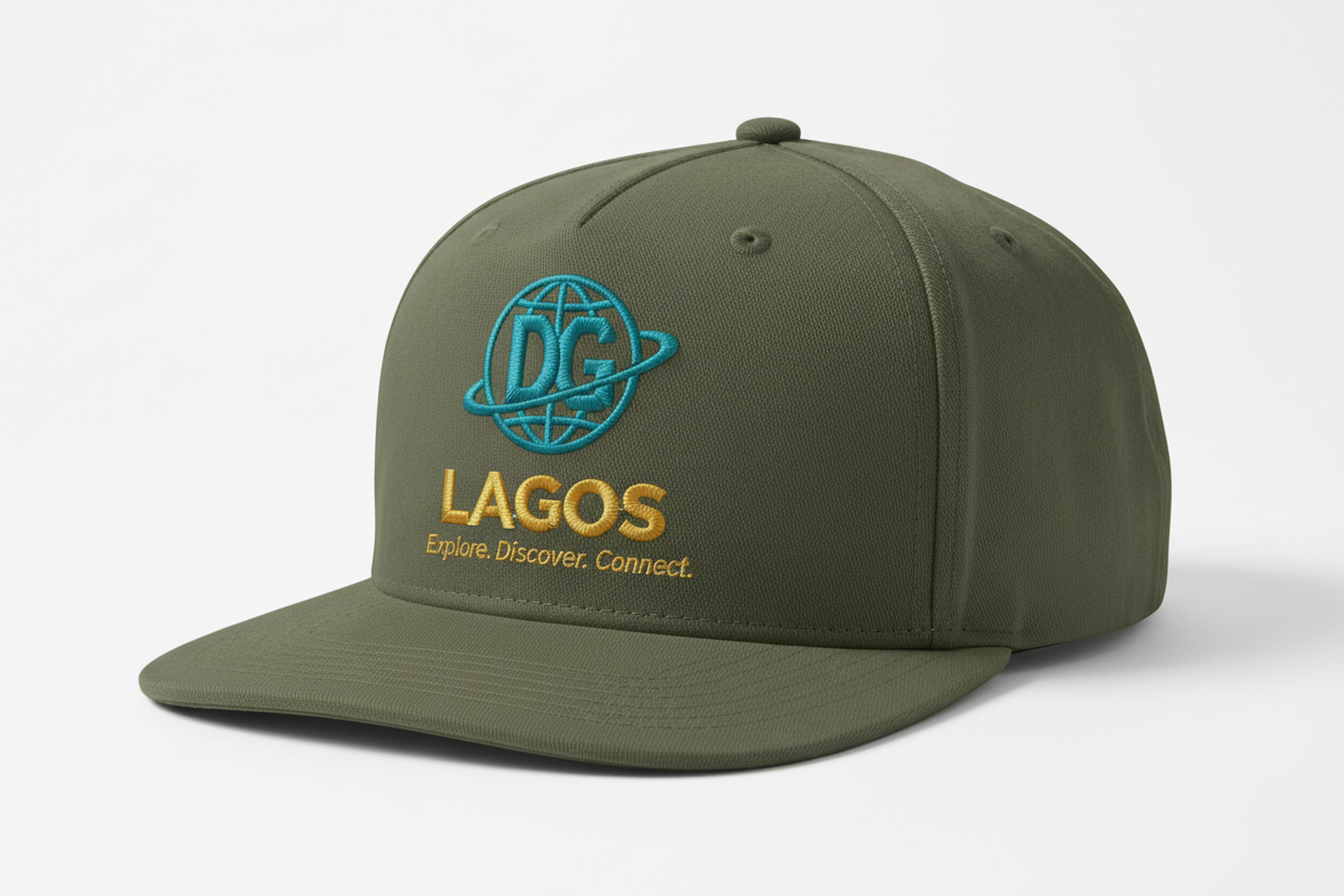 Lagos Cap with DG logo, Lagos, Explore. Discover. Connect.