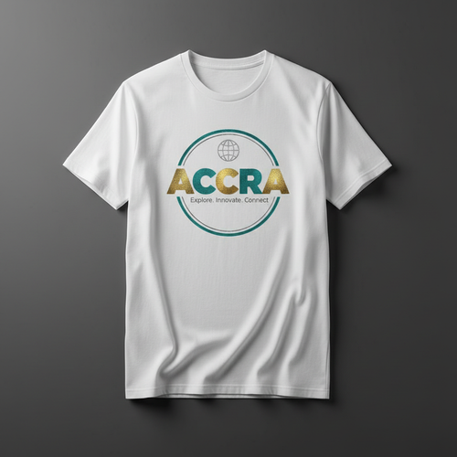Accra Tee — globe icon, ACCRA, Explore. Innovate. Connect.