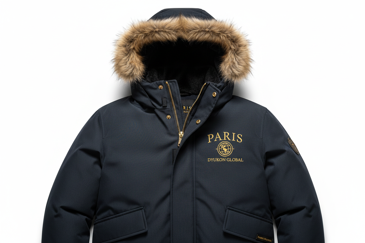 Paris Winter Collection with Dyukon Global gold globe logo
