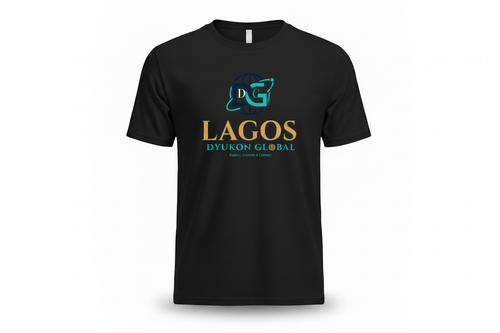Lagos Tee with Dyukon Global gold globe logo