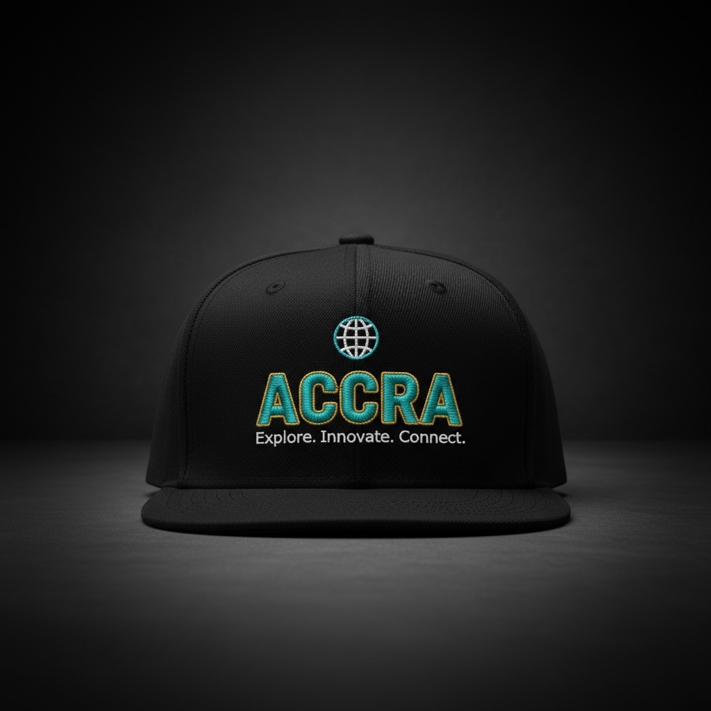 Accra Cap — globe icon, ACCRA, Explore. Innovate. Connect.