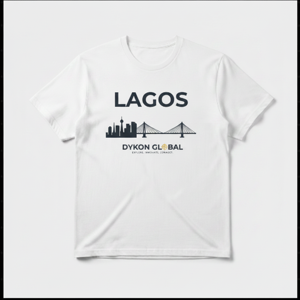 Dyukon Global Lagos Wear Collection tee with Lagos skyline graphic