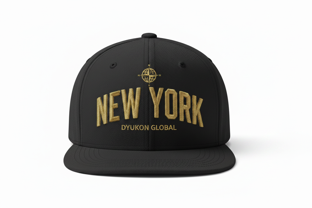 New York Cap with Dyukon Global gold globe logo