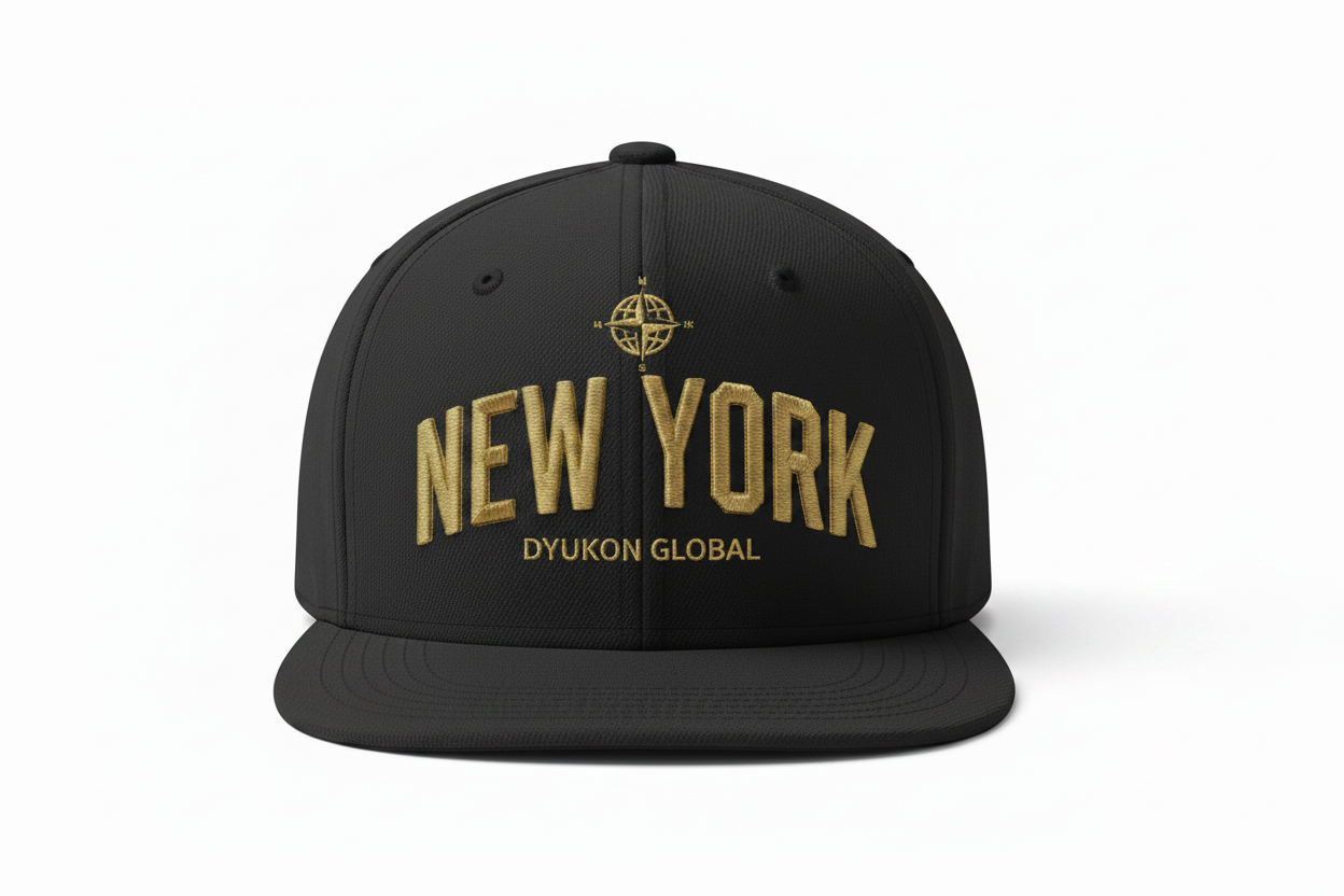 New York Cap with Dyukon Global gold globe logo