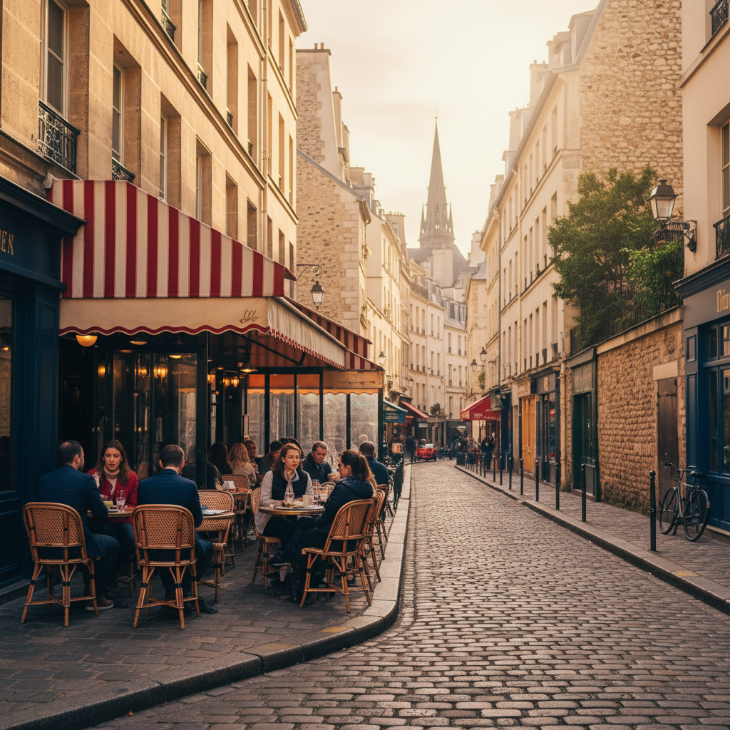 Le Marais neighbourhood Parisian cafe terrace